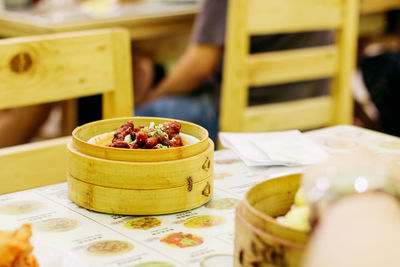 Close-up of fruits on table at market