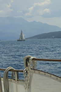 View of sailboat in sea against sky