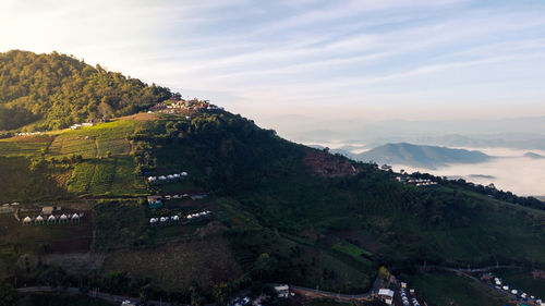 High angle view of landscape against sky