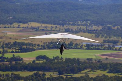 Hang glider taking off from tamborine mountain, queensland, australia.