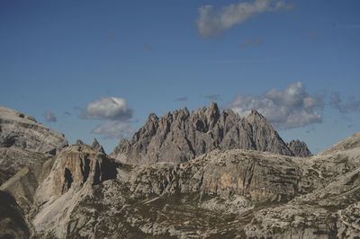 Panoramic view of rocky mountains against sky