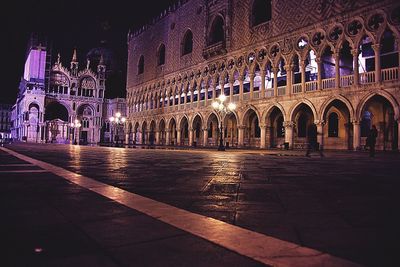 View of illuminated building at night