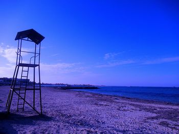 Scenic view of sea against blue sky