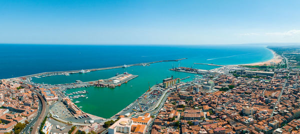 Aerial view on via etnea in catania. dome of catania and the main street with the background