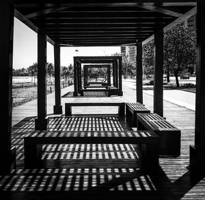 Empty benches in park