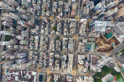 High angle view of city buildings