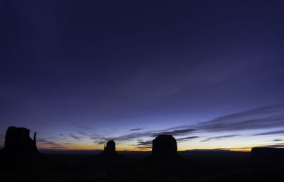 Scenic view of silhouette landscape against sky at sunset