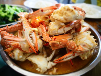 Close-up of seafood in plate