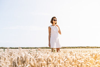 Portrait of a caucasian woman in the country during the summer