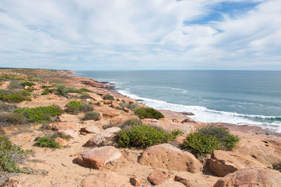 Scenic view of beach against sky