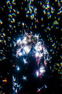 Illuminated lights at night