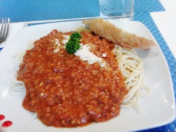 Close-up of meal served on plate