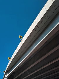 Low angle view of building against clear blue sky