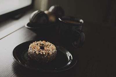 Close-up of food in plate on table