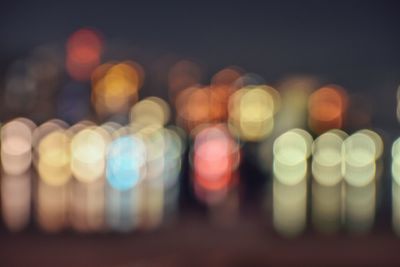 Defocused image of illuminated lights at night