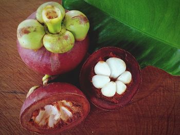 Close-up of apples on table