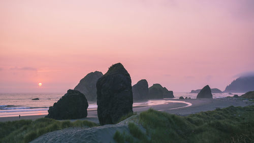 Scenic view of sea against sky during sunset