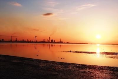 Scenic view of sea against sky during sunset