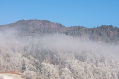 Scenic view of mountains against clear sky