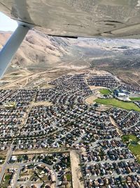 High angle view of buildings in city