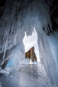 Scenic view of frozen sea during winter