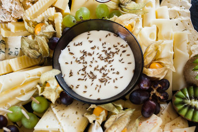 High angle view of breakfast served in bowl