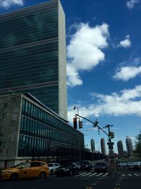 View of city street against sky