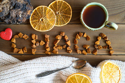 Directly above shot of tea on table