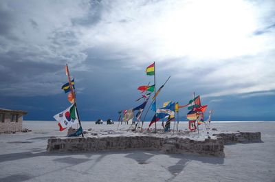 Scenic view of sea against cloudy sky