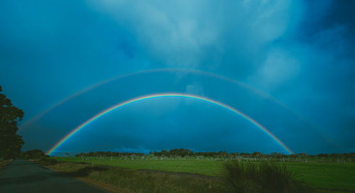 Scenic view of rainbow against sky