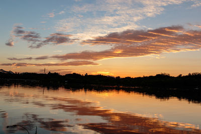 Scenic view of lake during sunset