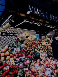 High angle view of fruits for sale in market