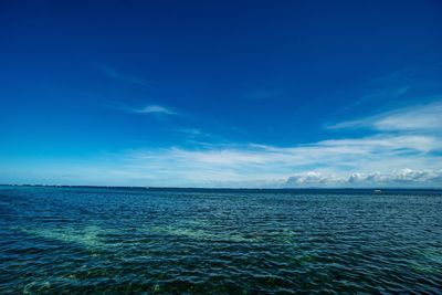 Scenic view of sea against blue sky