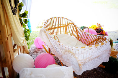 Close-up of wicker basket