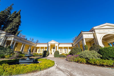 View of built structure against clear blue sky