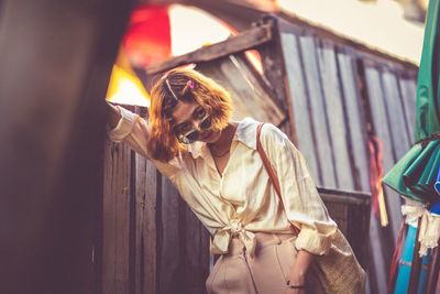 Woman looking at camera