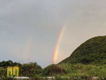 Scenic view of rainbow against sky