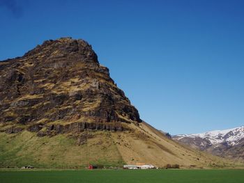 Scenic view of mountain against clear sky