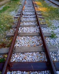 High angle view of railroad tracks