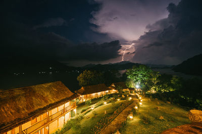 Scenic view of landscape against sky at night