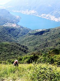 Man looking at mountains