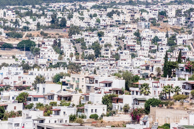 High angle view of buildings in town