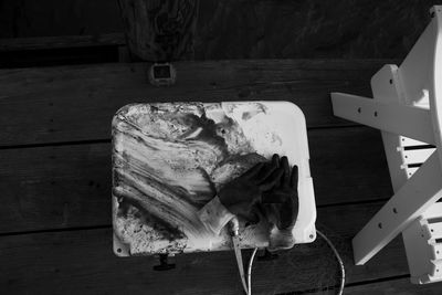 High angle view of food on table