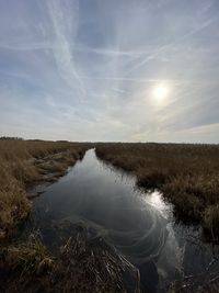 Scenic view of land against sky