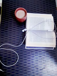 High angle view of coffee on table