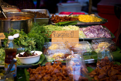 Food for sale at market stall