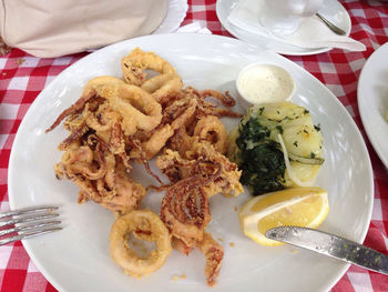 High angle view of meal served in plate