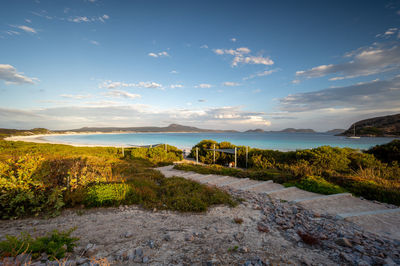 Scenic view of land against sky