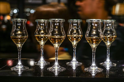 Close-up of wineglass on table