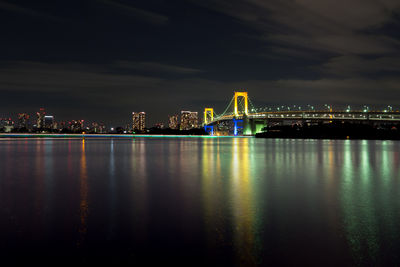 Illuminated city at waterfront